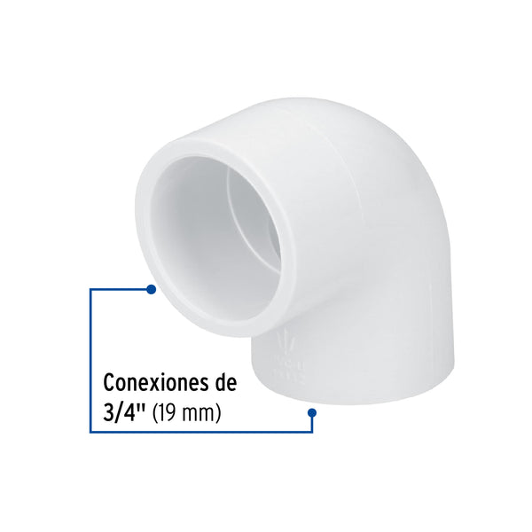 Codo PVC Hidraulico Saniflow 90° X 3/4" (19 mm)