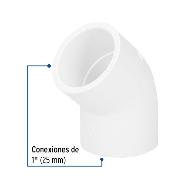 Codo PVC Hidraulico Saniflow 45° X 1" (25 mm)