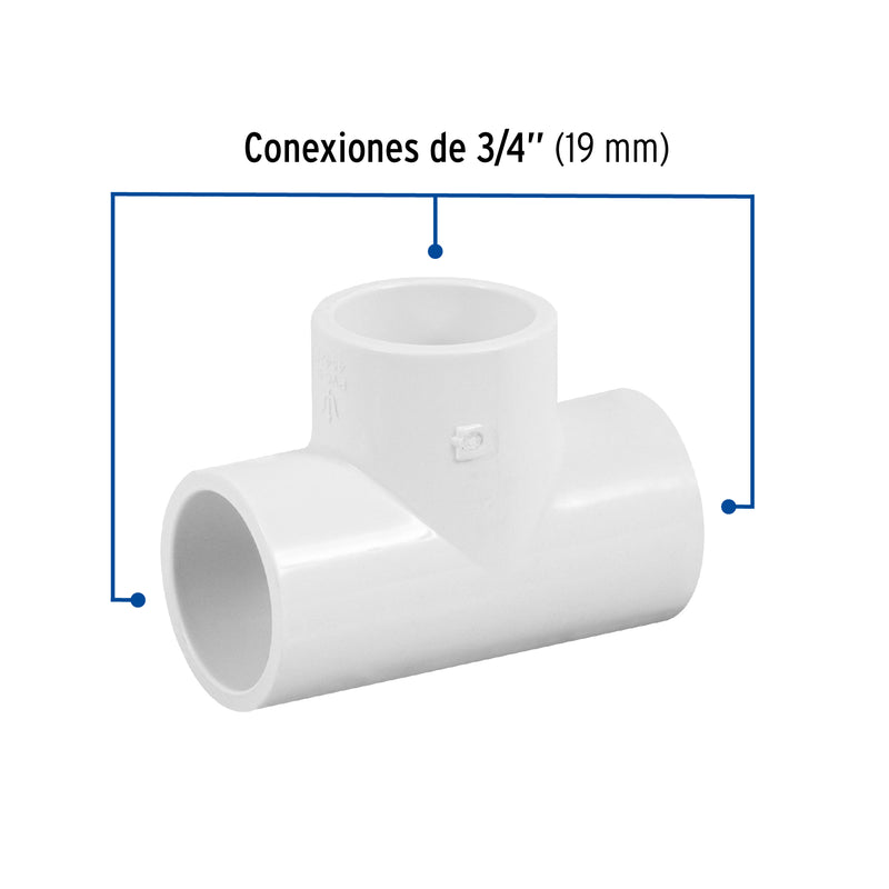 Tee PVC Hidraulico Saniflow 3/4" (19 mm)