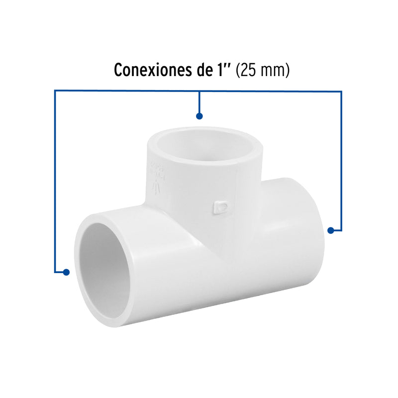 Tee PVC Hidraulico Saniflow 1" (25 mm)