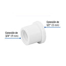 Reduccion Bushing PVC Hidraulico  3/4" X 1/2"