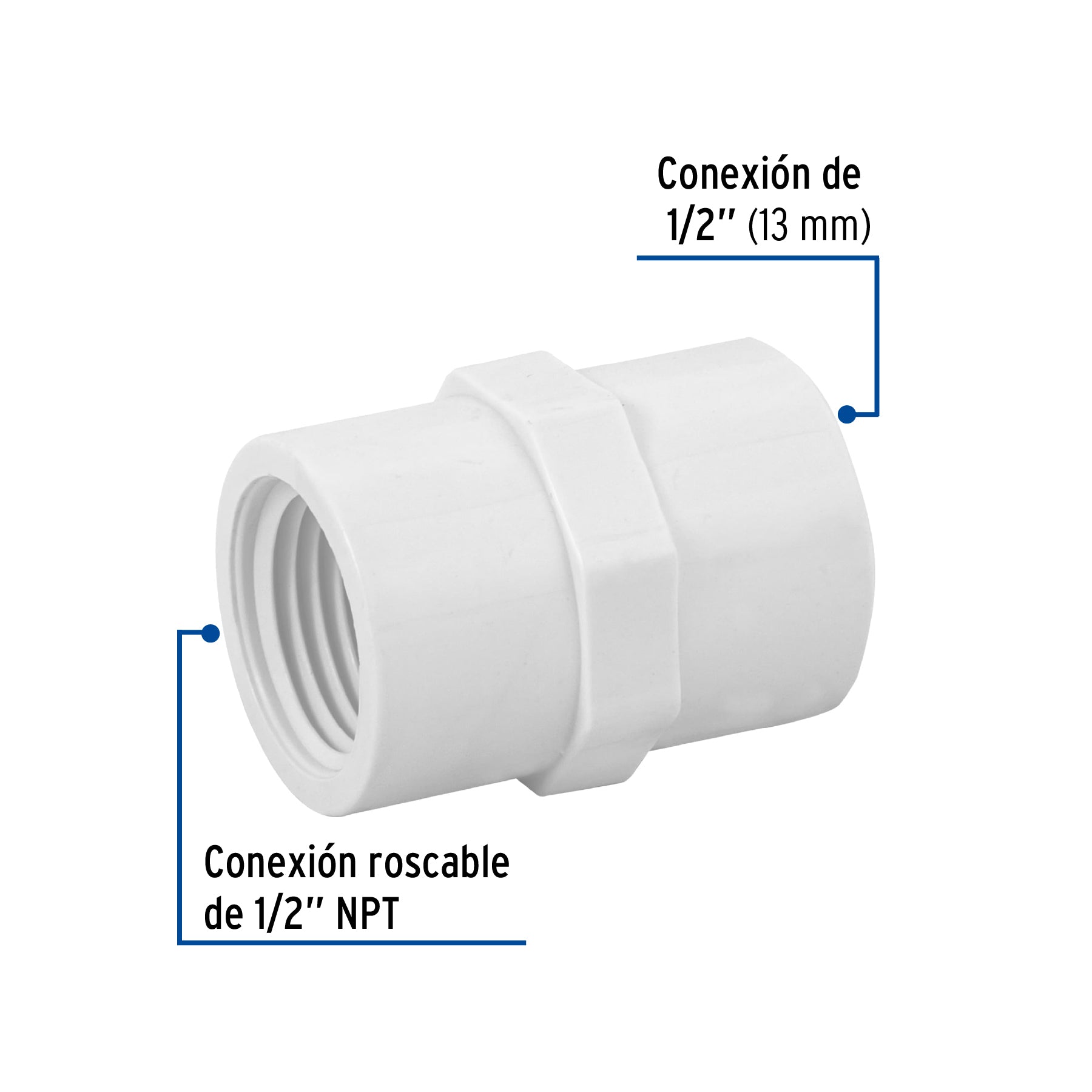 Conector Interior PVC Hidraulico Saniflow  1/2" (13 mm)