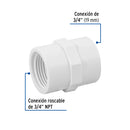 Conector Interior PVC Hidraulico Saniflow  3/4" (19 mm)