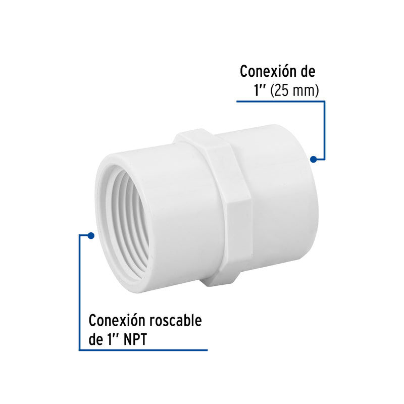 Conector Interior PVC Hidraulico Saniflow 1" (25 mm)