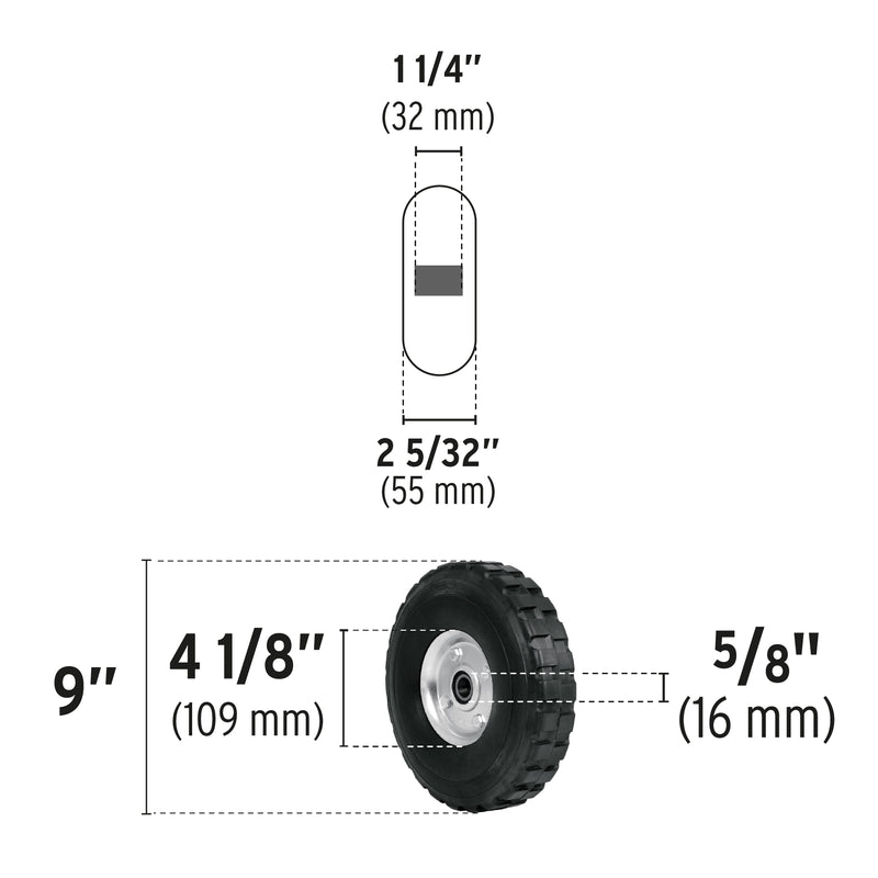 Rueda para Diablo Doble Balero 9" Pretul