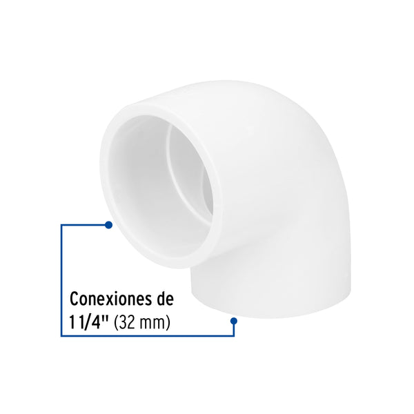 Codo PVC Hidraulico Saniflow 90° X 1"1/4 (32 mm)