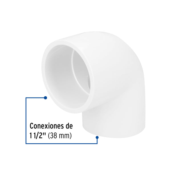 Codo PVC Hidraulico Saniflow 90° X 1"1/2 (38 mm)