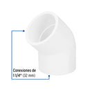Codo PVC Hidraulico Saniflow 45° X 1"1/4 (32 mm)
