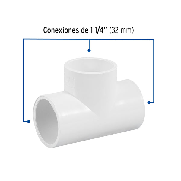 Tee PVC Hidraulico Saniflow 1"1/4 (32 mm)