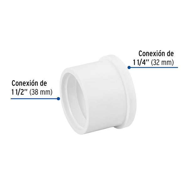 Reduccion Bushing PVC Hidraulico Saniflow 1"1/2 (38 mm) x 1"1/4 (32 mm)