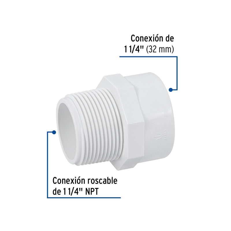 Conector Exterior PVC Hidraulico Saniflow 1"1/4 (32 mm)