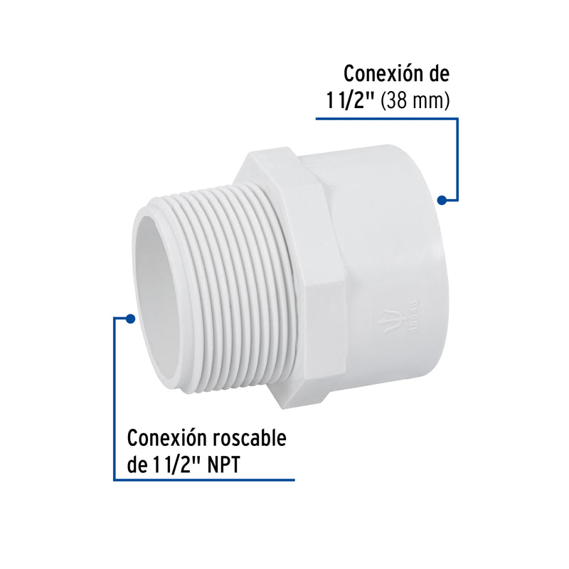 Conector Exterior PVC Hidraulico Saniflow 1"1/2 (38 mm)