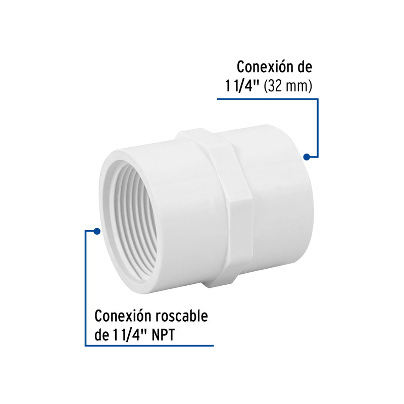 Conector Interior PVC Hidraulico Saniflow 1"1/4 (32 mm)