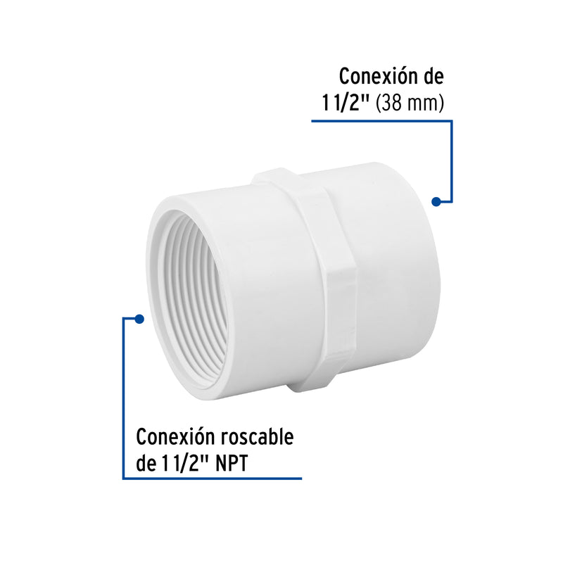 Conector Interior PVC Hidraulico Saniflow 1"1/2 (38 mm)