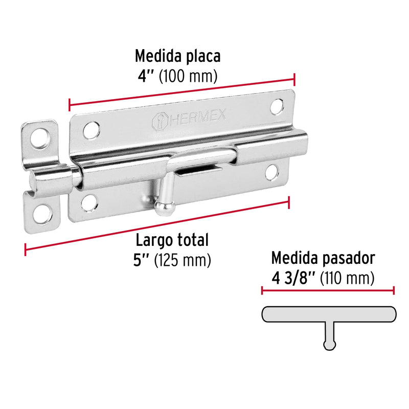 Pasador de Barril Cromado Hermex 5"