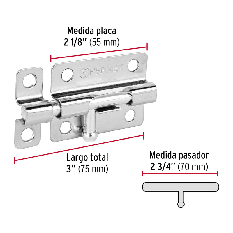 Pasador de Barril Cromado Hermex 3"