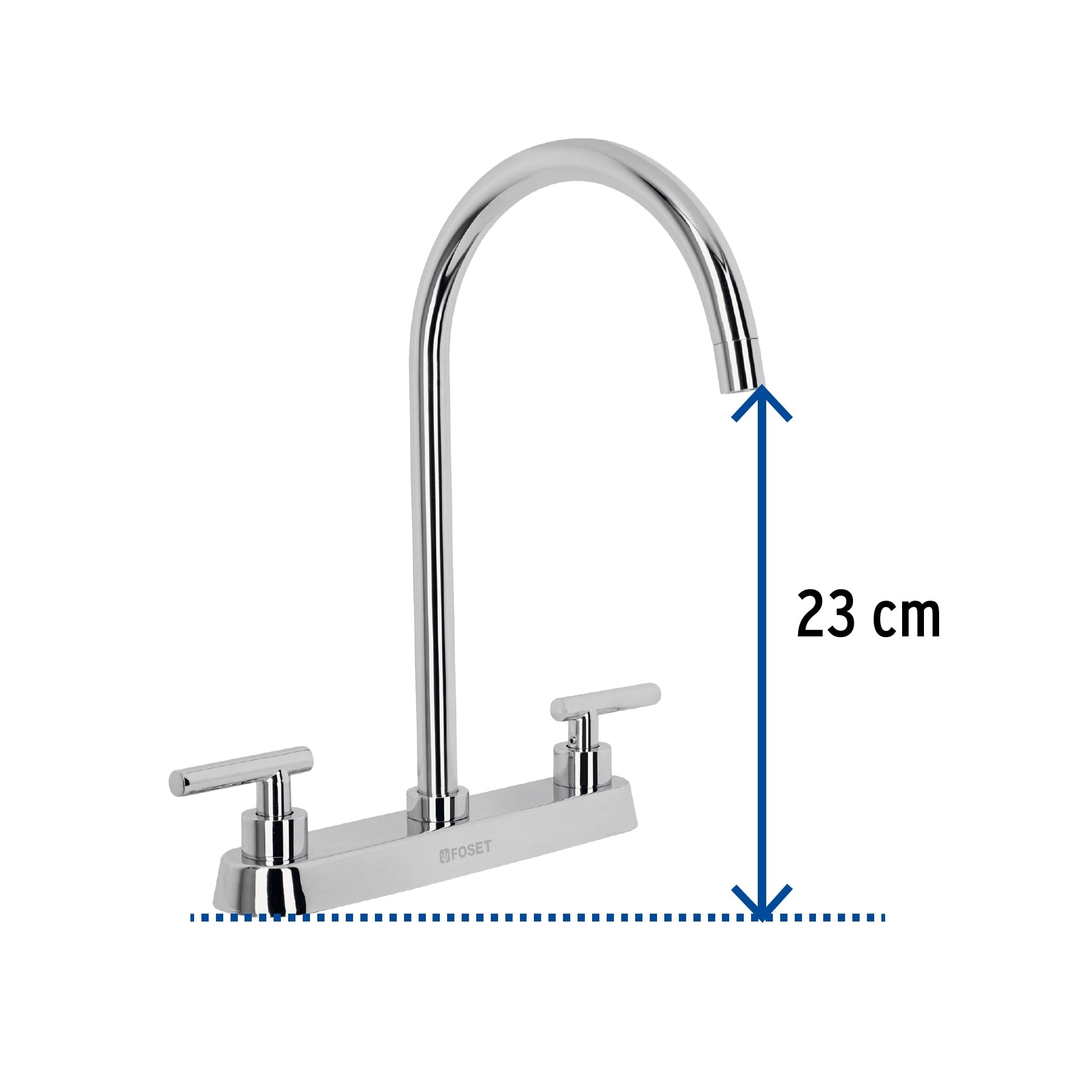 Mezcladora para Fregadero 8" Manerales Palanca FOSET TUBIG Acabado Cromo