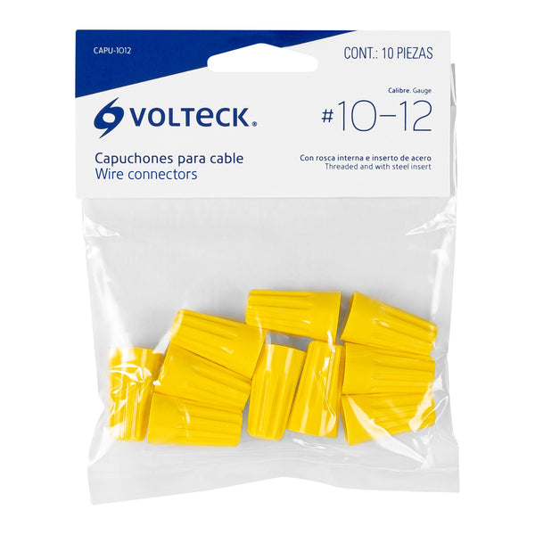 Capuchones para Cable Calibre 10 a 12 AWG Amarillo Bolsa con 10 Piezas Volteck