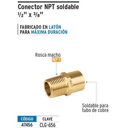 Niple Campana para Gas 3/8" NPT x 1/2" Soldable (10 mm NPT x 13 mm Soldable)  Foset