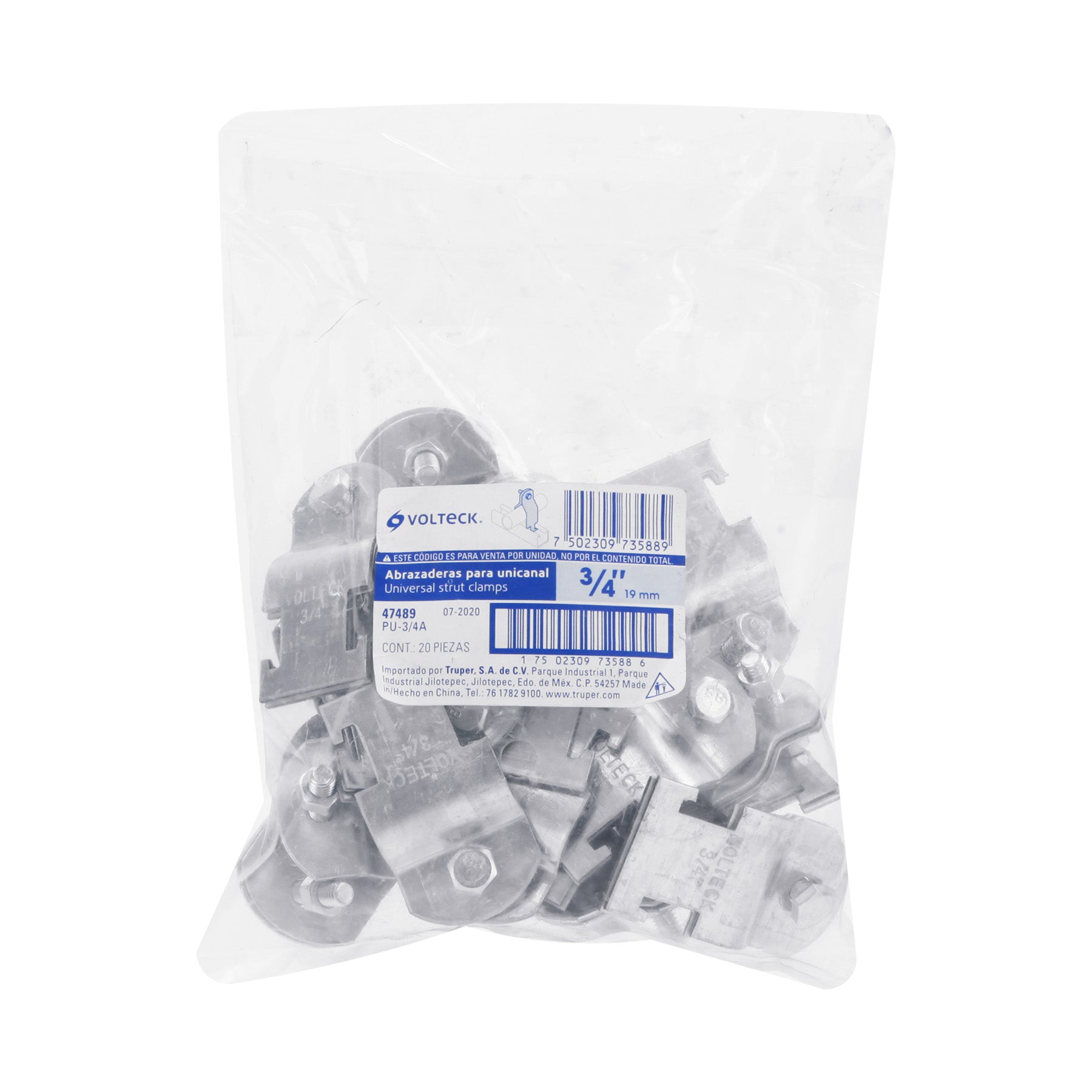 Abrazadera Unicanal 3/4" (19 mm) Volteck