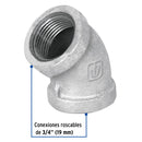 Codo Galvanizado 45° x 3/4" (19 mm) Galvaflow