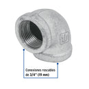 Codo Galvanizado 90° x 3/4" (19 mm) Galvaflow