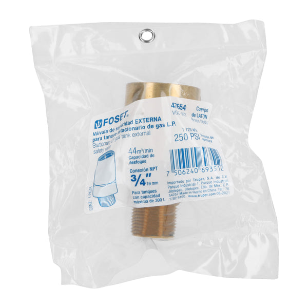 Valvula Externa de Seguridad para Tanque Estacionario 3/4" Foset