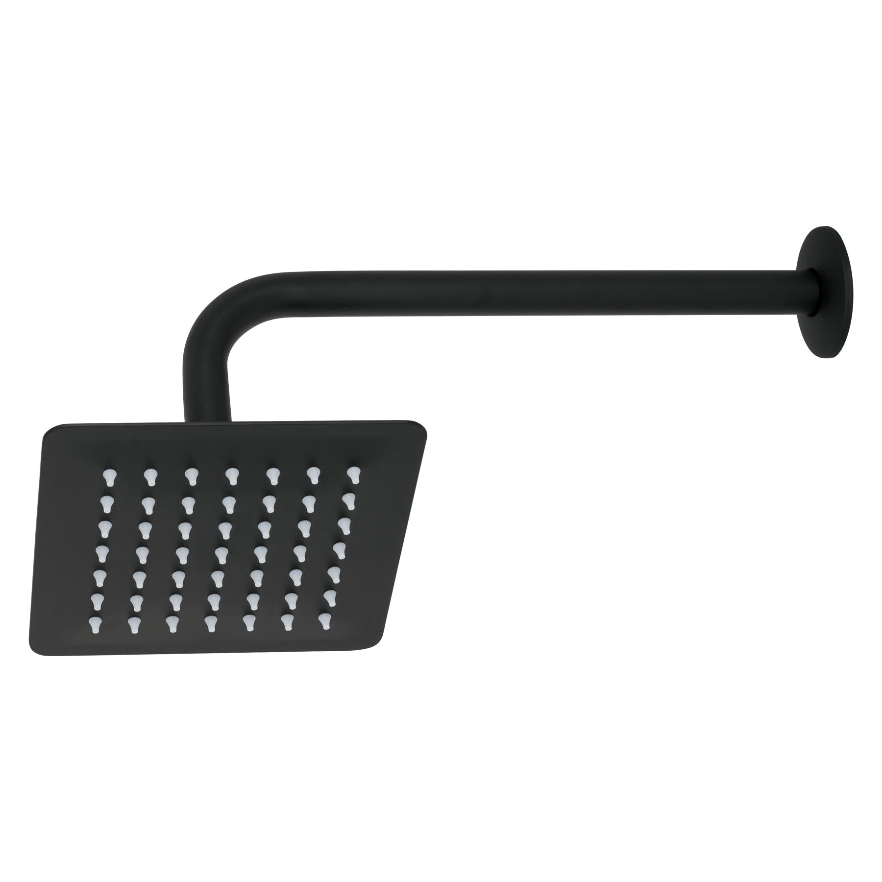Regadera Cuadrada  6" con Brazo y Chapeton FOSET TUBIG Acabado Negro Mate