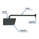 Regadera Cuadrada  8" con Brazo y Chapeton Foset Tubig Negro Mate