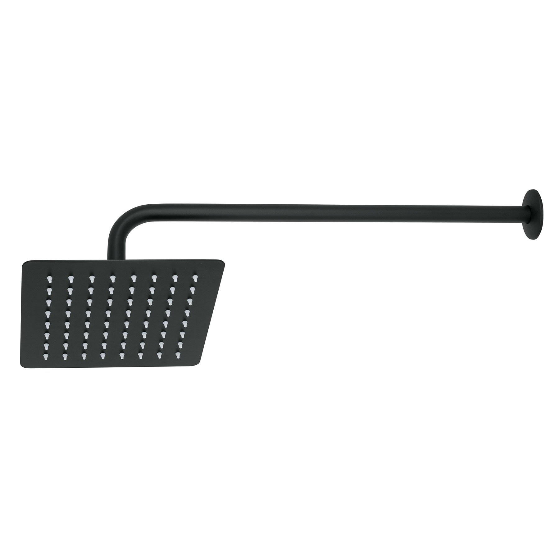 Regadera Cuadrada  8" con Brazo y Chapeton FOSET TUBIG Acabado Negro Mate