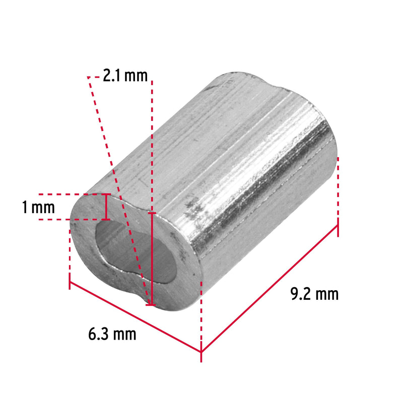 Casquillos dobles de Aluminio para Cable de Acero Fiero 1/16" (1.5 mm)