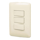 Placa con 3 Interruptores de 2 Vias Sencillo Marfil Linea Italiana Volteck