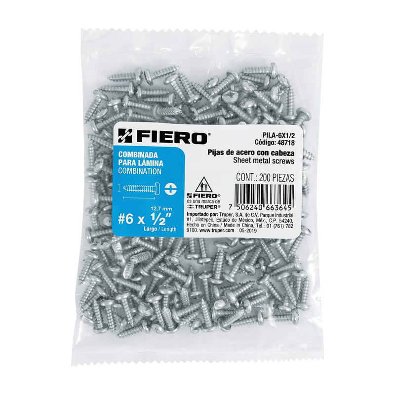 Pija para Lamina No  6 x 1/2" (13 mm) Fiero