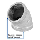 Codo Galvanizado 45° x 1"1/2 (38 mm) Galvaflow