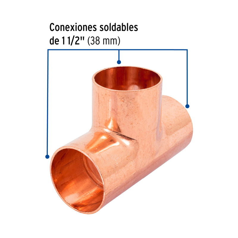 Tee Cobre 1"1/2 (38 mm) Copperflow