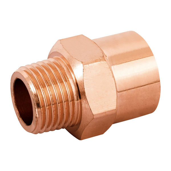 Conector Cobre Reducido Exterior 1/2" (13 mm) Roscable X 3/4" (19 mm) Soldable Copperflow