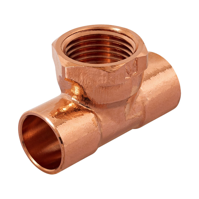 Tee Cobre Rosca Interior Central 1/2" (13 mm) Copperflow