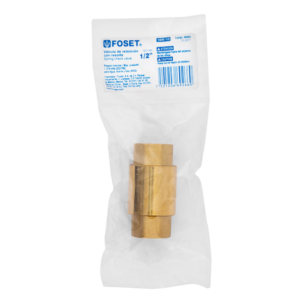 Check Universal de Retencion con Resorte Foset  1/2" (13 mm)