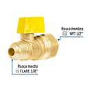 Valvula de Paso para Gas 3/8" Flare X 1/2" Hembra NPT Foset