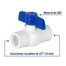 Valvula Esfera PVC Hidraulico Roscable Saniflow 1/2" (13 mm)