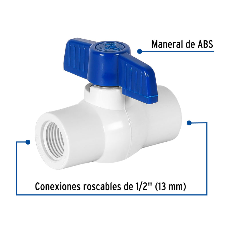 Valvula Esfera PVC Hidraulico Roscable Saniflow 1/2" (13 mm)