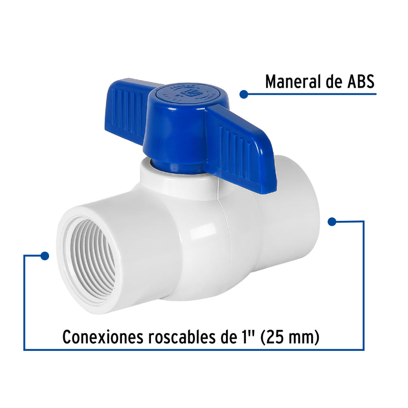 Valvula Esfera PVC Hidraulico Roscable Saniflow 1" (25 mm)