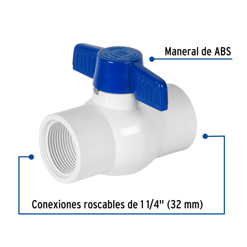 Valvula Esfera PVC Hidraulico Roscable Saniflow 1"1/4 (32 mm)