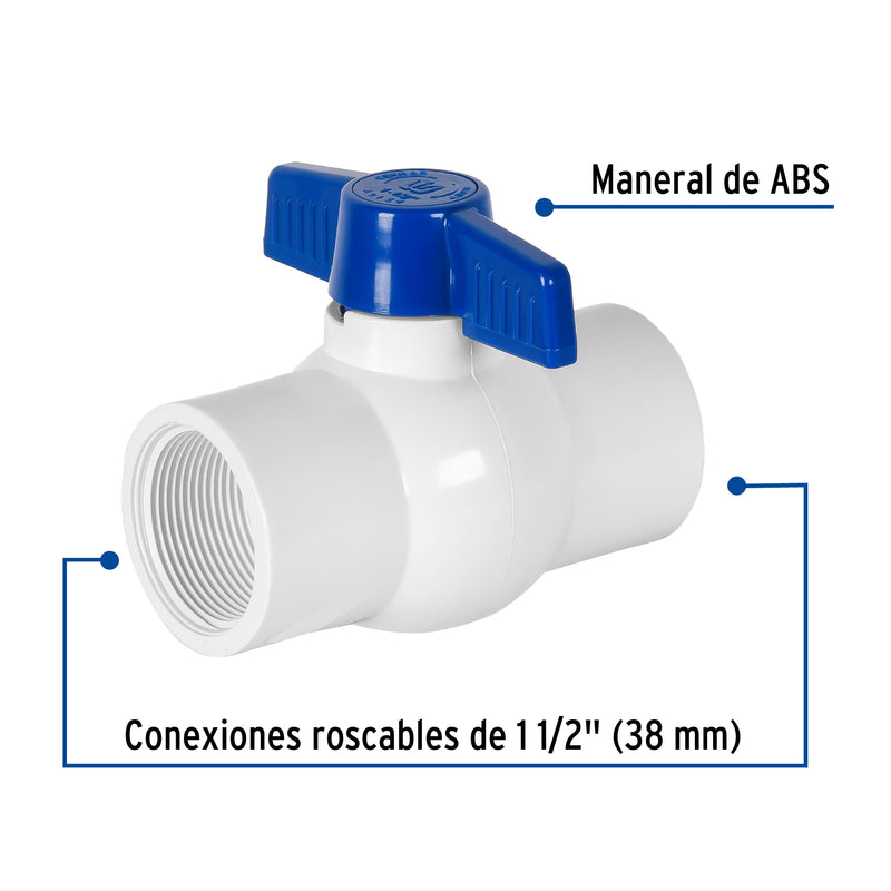 Valvula Esfera PVC Hidraulico Roscable Saniflow 1"1/2 (38 mm)