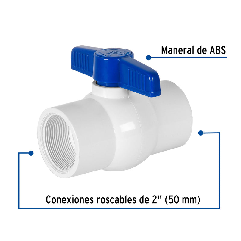 Valvula Esfera PVC Hidraulico Roscable Saniflow 2" (50 mm)