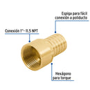 Conector Interior Espiga para Manguera de Bronce 1" (25 mm)