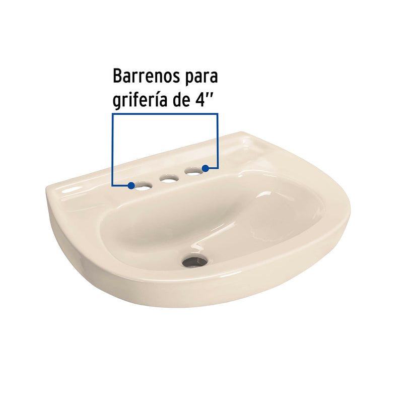 Lavabo Ceramico con Rebosadero Marfil Foset