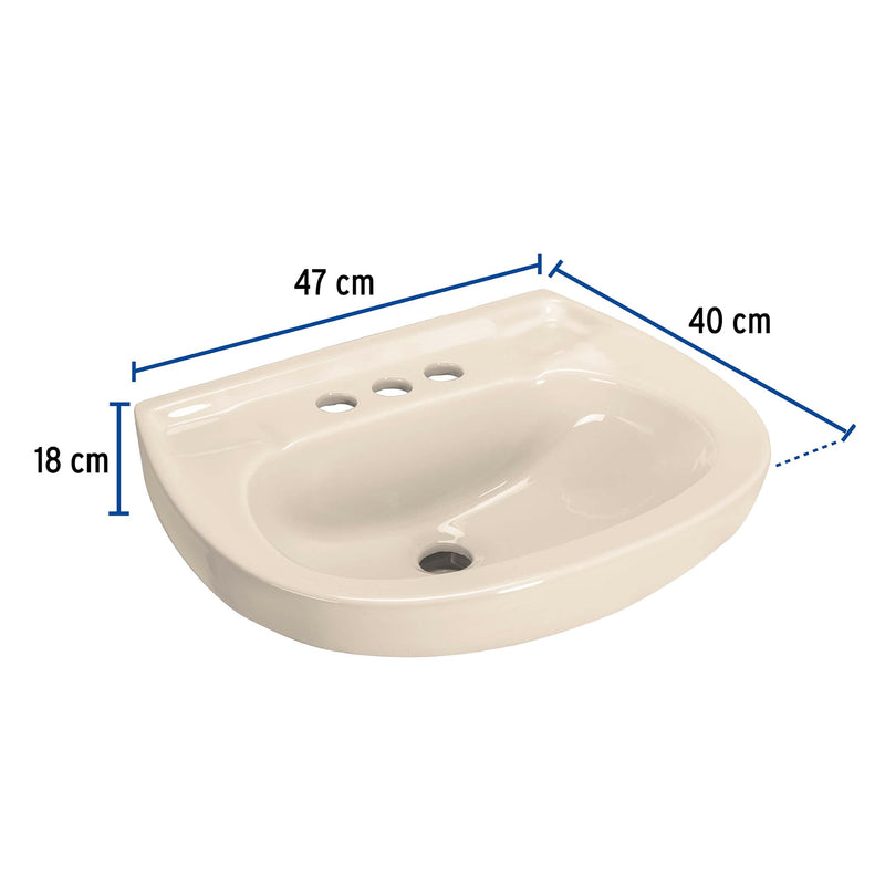 Lavabo Ceramico con Rebosadero Marfil Foset