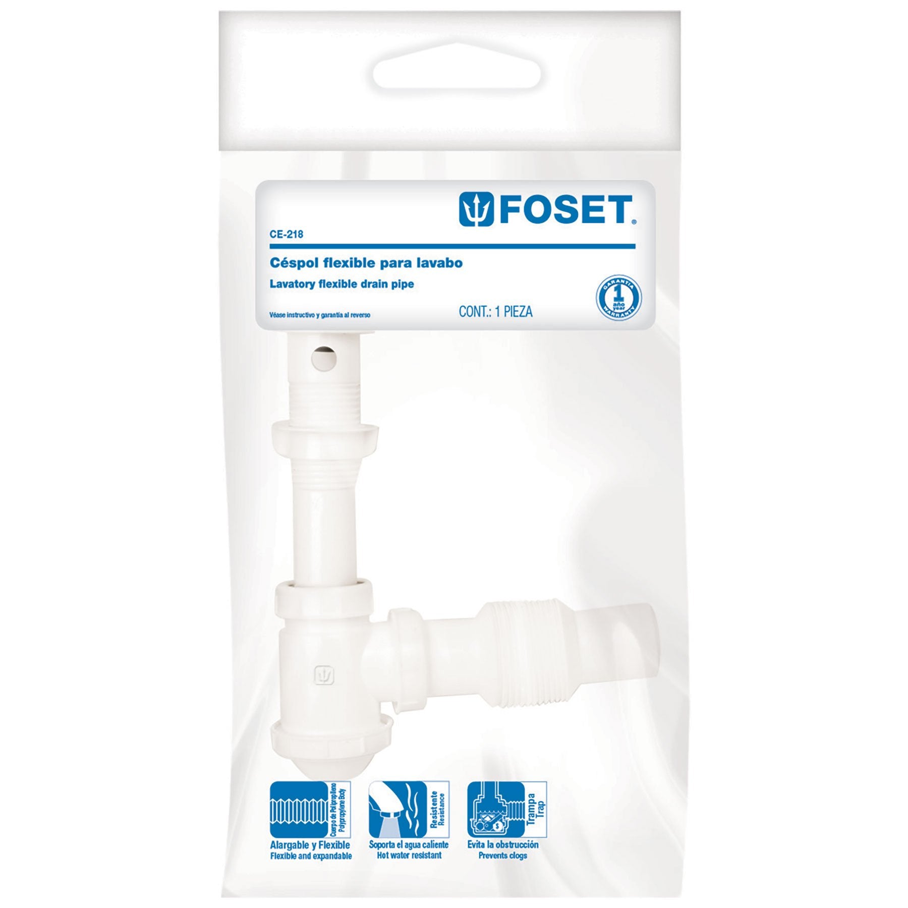 Cespol para Lavabo Flexible de Bote de Polipropileno 1"1/4 Foset