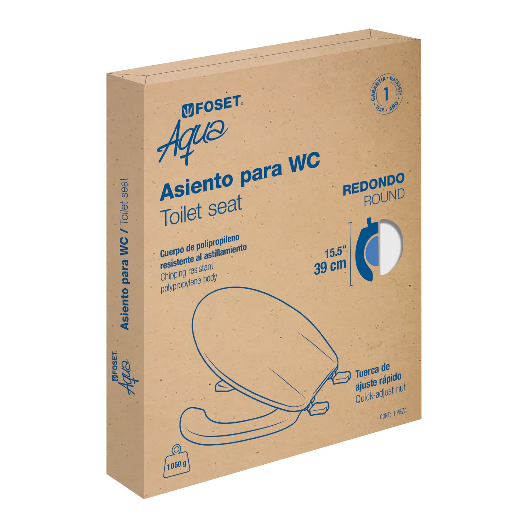 Asiento Corto con Tapa para Sanitario Blanco Clasico Foset